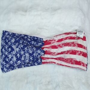 NWT Rue 21 American Flag Lace Bandeau/ Bathing Suit Top